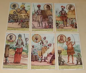 VOLKSSTAMMEN van BELGISCH KONGO 1 : Série complète 6 Chromos LIEBIG en flamand - Foto 1 di 2