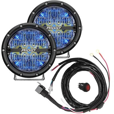 Rigid® 360-Series 6″ Driving LED Fog Lights (Blue Backlight) with Harness - Image 1 of 4