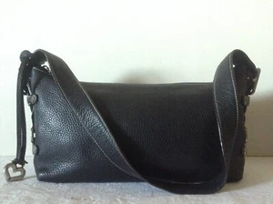 Brighton Schultertasche fein Pebbled schwarz Echtleder versilbert Hardware - Bild 1 von 7