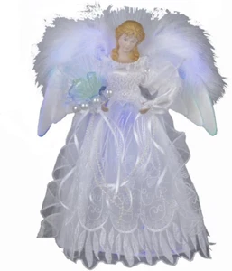 Kurt Adler 12-Inch White and Silver Fiber Optic LED Angel Treetop - Picture 1 of 2