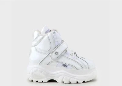 Buffalo Calf Leather Patent high London Plateauschuhe Damen weiß Lack Gr. 36-42