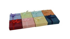 16 x Scatole Orecchini a T Multicolore con Fiocco Espositore Pacchetto Gioielli Conservazione Regalo - Foto 1 di 7