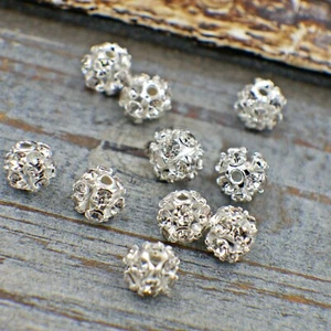 NELLYS 10 Stk. Strassperlen/Shamballa ~6-7mm Perlen Beads Metallperlen