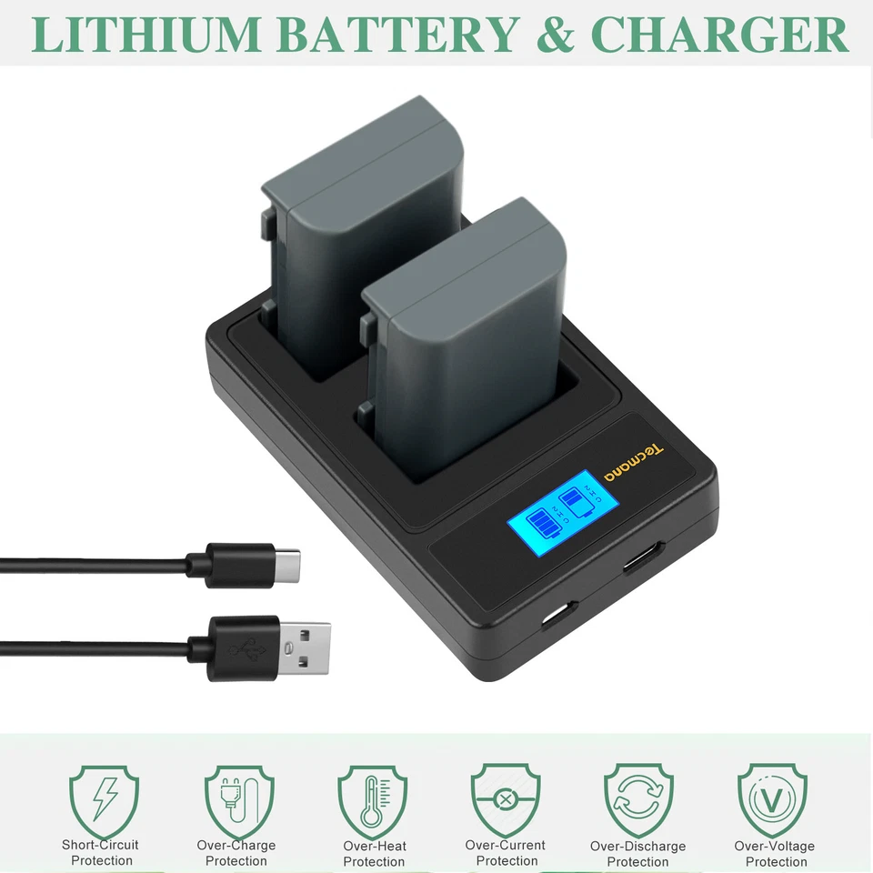 TECMANA 2X Akku Für Canon NB-2L NB-2LH EOS 350D 400D PowerShot G9 G7 S70 S80 + Ladegerät