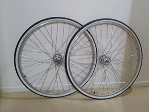 Campagnolo Record Vintage HI-Flange Pista Wheelset 27 x 1/14 Clincher New Tyres - Picture 1 of 2