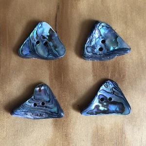 Set Of 4 Abalone Shell Buttons Flat With 2 Holes Triangular Shape 1” X 3/4” Each - Picture 1 of 6