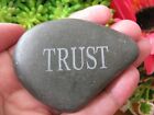 New Chunky Tumbled Natural River Rock Engraved Inspiration TRUST Palm Stone