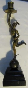 Large Art Deco Bronze of Winged Mercury Candlestick after Giambologna Statue - Picture 1 of 9