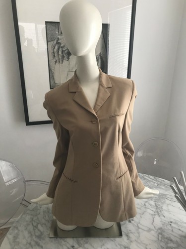 Giacca Blazer Donna PRADA Tan Nylon Spandex EU 42 Made in Italy.