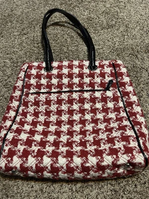 VERA BRADLEY Colección Limitada Rojo Blanco Cuadros Pata de Gallo Mini Bolso Cartera Foto 1 de 4