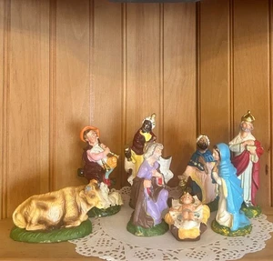 Vintage italienische Pappmaché Krippe Jesuskind Maria Josef Hirte weise - Bild 1 von 7