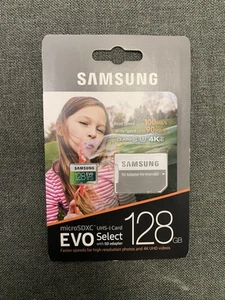 SAMSUNG 128GB 100MB/s MicroSDXC EVO Select Memory Card with Full-Size Adapter - Photo 1 sur 2