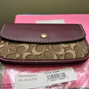 Coach F50725 hellbraune scharlachrote Clutch Handgelenktasche  - Bild 1 von 12
