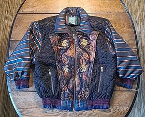 Vintage 80er Climate Zone Jacke L Einhörner bunte Streifen Schulterpolster künstlerisch  - Bild 1 von 24