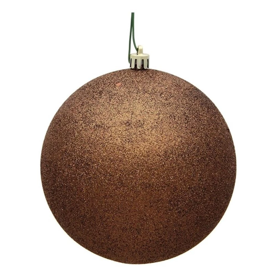 Vickerman 6" Plastic Ball Ornaments in Glitter Mocha Brown (Set of 4) - Image 1 of 1