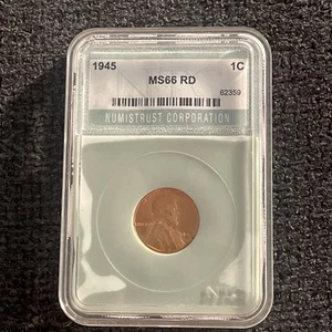 Centavo de trigo Lincoln 1945 EE. UU. - clasificación NTC MS66 RD - rojo brillante +++ - Imagen 1 de 4