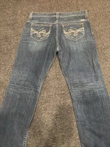 Cruel Denim Blake Jean Women 36 X 30 Boot Cut Blue Stretch Denim Heavy Stitching - Picture 1 of 18