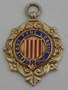 Medaglia fob argento sterling East Tyne League 1924 Punzone - Foto 1 di 2