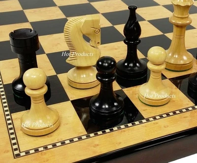 Juego de ajedrez de madera Staunton negro RUSO 3 1/2" 18" tablero color nogal y arce Foto 1 de 4