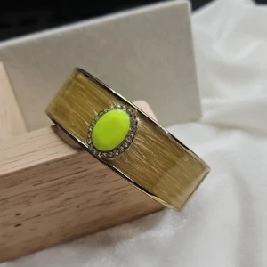 Brazalete con bisagras con abrazadera de diamantes de imitación esmaltado de oro amarillo para dama tono dorado redondo - Imagen 1 de 6
