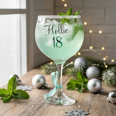 Personalised Birthday Gin Glass Custom Age Milestone Keepsake Gift - Image 1 of 4