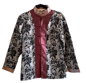 Hong Kong Memory Mujer’s Chaqueta M Estampado Negro Cuello Mandarina Completamente Forrado - Imagen 1 de 4