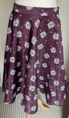 Falda circular Lindy Bop años 50 estilo vintage granate oscuro estampado de perro talla Reino Unido 14 Foto 1 de 4