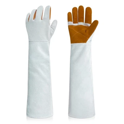Safety Work Leather Welding Animal Handling Gloves Bite Proof Pet Trips Vet G... - Image 1 of 4