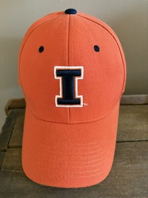 Illinois Fighting Illini Fitted Hat Cap Orange Size 7 1/4 Zephyr NCAA Basketball - Image 1 of 4