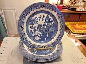 Churchill Blue Willow 10 1/4" Dinner Plates Set of (4) Staffordshire England - Picture 1 of 13