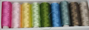 100% Silk Sewing Applique 50 weight Thread Sampler 9 Colors 200 meters each  - Picture 1 of 2