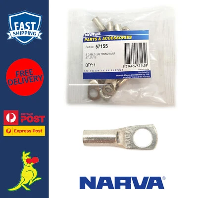 Narva Cable Lugs fits 6 B&S / 6AWG / 16MM² Cable Lugs fits 8mm Stud 57155 x 10 — 第 1/4 张图片