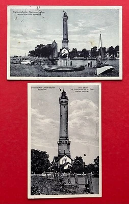 2 x AK SWINEMÜNDE in Pommern 1929 Leuchtturm Osternothafen  ( 121319 - Bild 1 von 2