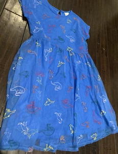 Hanna Andersson Dinosaur Dress Blue A-Line Tulle Embroidered Size 169 (14-16) - Picture 1 of 5
