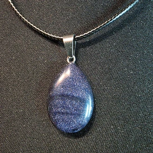 Blau Lila Goldstein Galaxie Stein Schmuck Träne Edelstein Anhänger Halskette - Bild 1 von 9