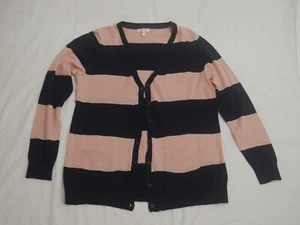 Maurices Button Up Lightweight Cardigan Sweater Navy and Pink Size Large (3A1) - Picture 1 of 4