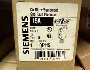 SIEMENS QE115 BREAKER 1POLE 15A 120V W/GROUND FAULT NEW IN BOX READY TO SHIP - Picture 1 of 1