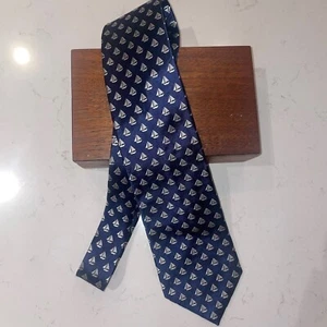 New Jos. A. Bank Men's Tie Navy Blue White Sailboat 100% Silk Preppy Necktie NWT - Picture 1 of 5