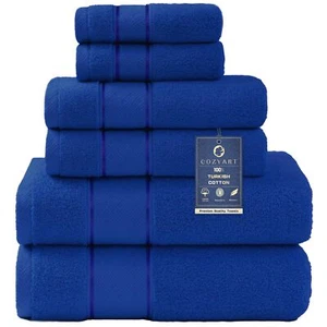 Turkish Cotton Bath Towel Set 6PC - 2 Bath 2 Hand 2 Washcloths - Picture 1 of 8