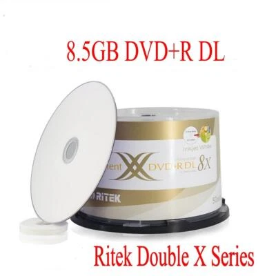 50 Pack Ritek Double X DVD+R DL Dual Layer D9 8.5GB 2-8X 240Min DVD Disc For PS4 - Image 1 of 4