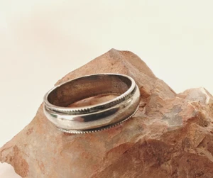 Antique Clark & Coombs Sterling Silver Wedding Band Ring Size 7.75 - Picture 1 of 13