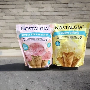 Lot of 2 Nostalgia Ice Cream Mix 8oz Packs Best By 1/26. 1 Strawberry 1 Lemon - Picture 1 of 5