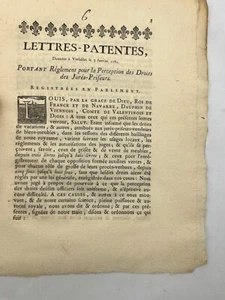 Lettres-Patentes, Données à Versailles le 3 Janvier 1782, portant Règlement pour - Picture 1 of 2