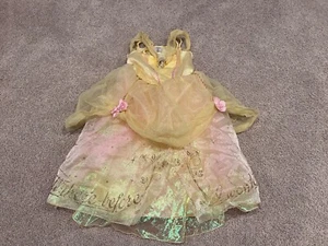 Disney girl's princess dress gown Belle Beauty Beast yellow pink sparkle 9/10 - Picture 1 of 11