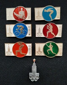 1980 XXII Olympic Games Moscow 80 Vintage 7 pcs Pin Badge Boxing Sport USSR - Picture 1 of 3