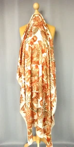 Grand foulard châle JACQUARD Italie satin petite frange carré 120cm US/UK47 inch - Imagen 1 de 4