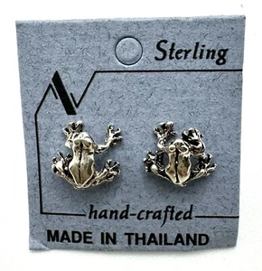 Sterling Silver Frog Stud Earrings - Picture 1 of 2