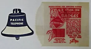 unusual1950's vintage PACIFIC TELEPHONE card stock peel off STICKER w/envelope - Picture 1 of 3
