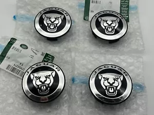 GENUINE JAGUAR BLACK ALLOY WHEEL CENTRE CAP BADGES NEW F type XJ XK XE XF E Pace - Picture 1 of 10