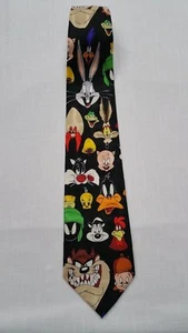 Pre-owned Looney Tunes Mania 1996 Black Silk Tie 58" Long X 4" Wide T141 - Picture 1 of 6
